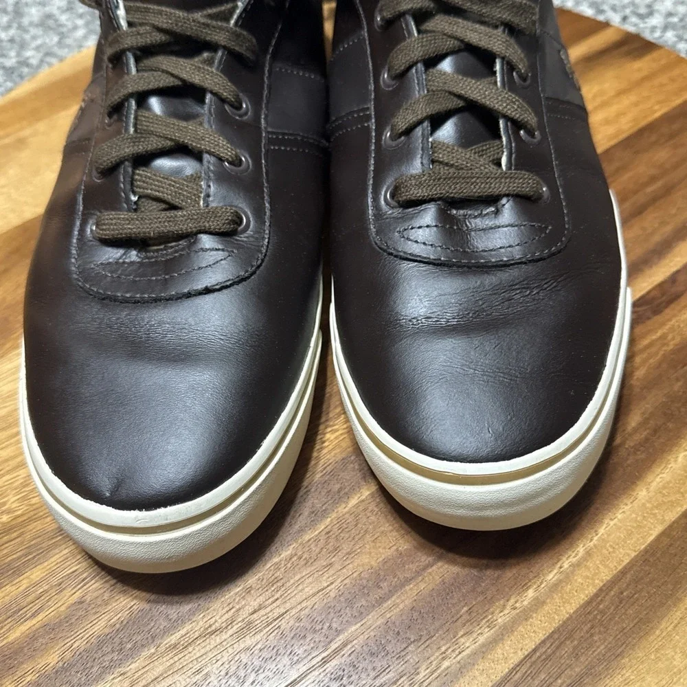 Polo‎ Ralph Lauren Hanford Brown Leather Casual Sneakers Mens Sz 15D Super Clean